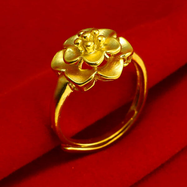 源美銀樓 純金9999 黃金戒指 女款 開口戒子 雙層玫瑰花形 新娘結婚首飾 送朋友禮物 秀氣 花開富貴 結婚金飾 喜慶