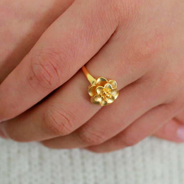源美銀樓 純金9999 黃金戒指 女款 開口戒子 雙層玫瑰花形 新娘結婚首飾 送朋友禮物 秀氣 花開富貴 結婚金飾 喜慶：圖片 2