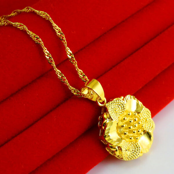 源美銀樓 純金9999 黃金項鏈 純金項鍊 女款 純金首飾 花朵吊墜 花開富貴 送女朋友 生日禮物 送媽媽結婚訂婚 喜慶：圖片 3