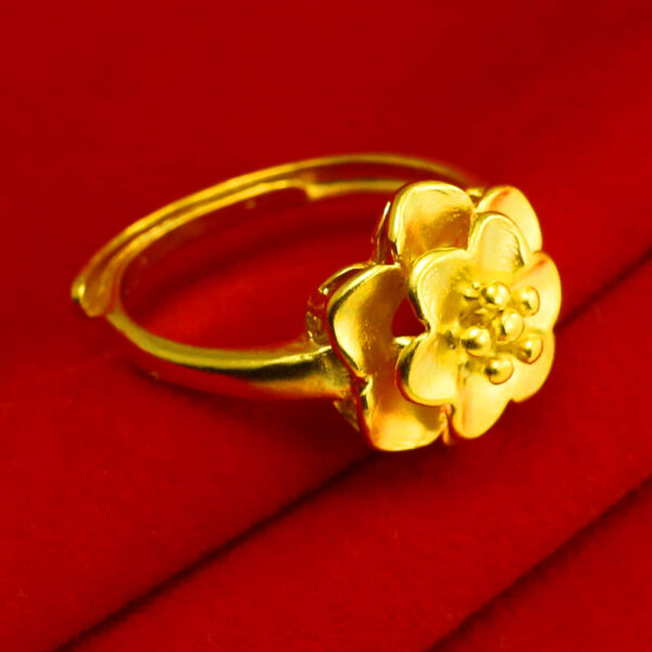 源美銀樓 純金9999 黃金戒指 女款 開口戒子 雙層玫瑰花形 新娘結婚首飾 送朋友禮物 秀氣 花開富貴 結婚金飾 喜慶：圖片 4