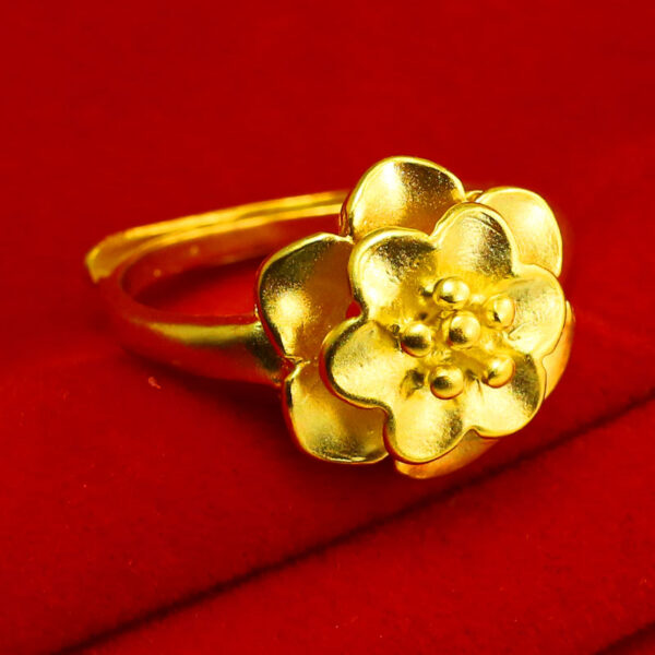 源美銀樓 純金9999 黃金戒指 女款 開口戒子 雙層玫瑰花形 新娘結婚首飾 送朋友禮物 秀氣 花開富貴 結婚金飾 喜慶：圖片 5