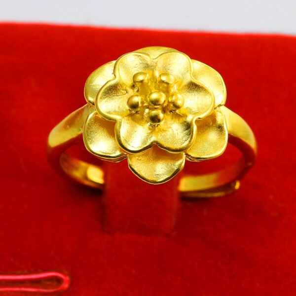 源美銀樓 純金9999 黃金戒指 女款 開口戒子 雙層玫瑰花形 新娘結婚首飾 送朋友禮物 秀氣 花開富貴 結婚金飾 喜慶：圖片 7
