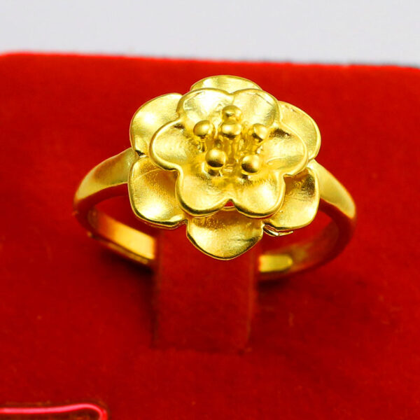 源美銀樓 純金9999 黃金戒指 女款 開口戒子 雙層玫瑰花形 新娘結婚首飾 送朋友禮物 秀氣 花開富貴 結婚金飾 喜慶：圖片 9