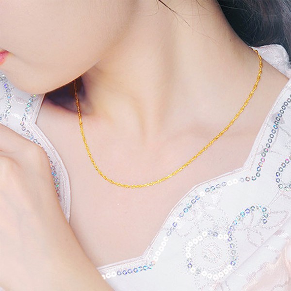 成發珠寶銀樓 黃金項鍊 女款999純金 短時尚 純金 首飾 鍊子 細款鎖骨水波紋 免運 純金9999 黃金 黃金999:圖片 2