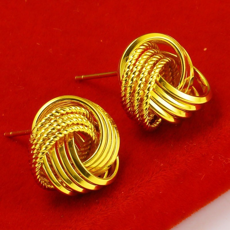 成發珠寶銀樓 純金9999 黃金 耳釘 999純金 耳環繞線 純金 首飾 結婚 飾品 新娘 送禮物 免運 黃金9999:圖片 4
