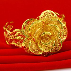 成發珠寶銀樓 純金9999 黃金手鐲 純金手鐲 女款 純金花朵 新娘結婚 飾品 送禮物 開口花朵 純金飾品 送生日禮物