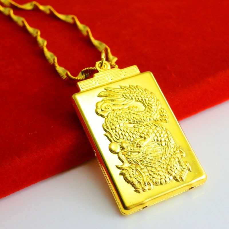 成發珠寶銀樓 純金9999 黃金項鏈 純金項鍊 龍牌吊墜 男女款 五福臨門 墜子 純金首飾 禮品 送同學 特惠 免運 禮:圖片 5