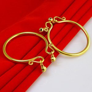 成發珠寶銀樓 純金9999 黃金手鐲 純金手鐲 男女款 純金鐲子 年輕學生款 純金飾品 開口首飾 帶鈴鐺 送寶寶 生日