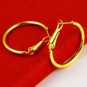 成發珠寶銀樓 純金9999 黃金 耳環 男士女款 9999純金 耳圈耳扣 光面光圈 金子 素面大圓圈 免運 黃金999