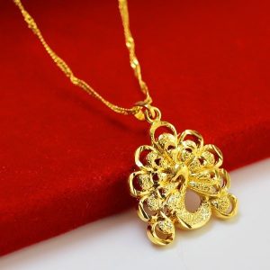 成發珠寶銀樓 純金9999 黃金項鍊女款 吊墜金鳳凰孔雀開屏墜子 結婚 首飾 送禮 免運 黃金 黃金9999 時尚 特