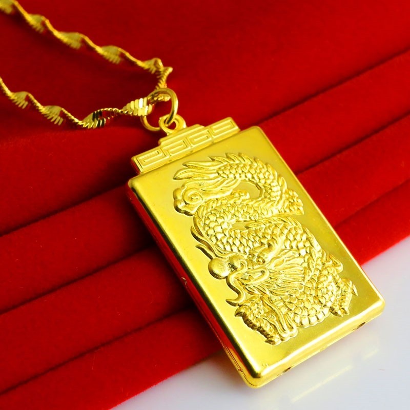 成發珠寶銀樓 純金9999 黃金項鏈 純金項鍊 龍牌吊墜 男女款 五福臨門 墜子 純金首飾 禮品 送同學 特惠 免運 禮:圖片 8