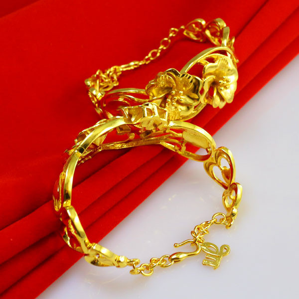 成發珠寶銀樓 純金9999 黃金手鐲 純金手鐲 女款 手鏈 新娘結婚 首飾品 純金 韓國 鏤空 花朵 溫柔 時尚 經典:圖片 3