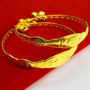 成發珠寶銀樓 純金9999 黃金手鐲 純金手鐲 男女寶寶脚鐲子 小孩純金 嬰兒鈴鐺 手飾 兒童純金首飾 送禮物 周歲滿