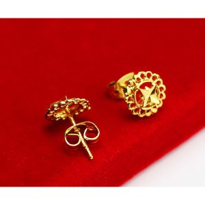 成發珠寶銀樓 純金9999 黃金耳環 純金耳釘 耳針 圓形 結婚 小飾品 999純金 鏤空款 女 溫柔 經典 特惠 免