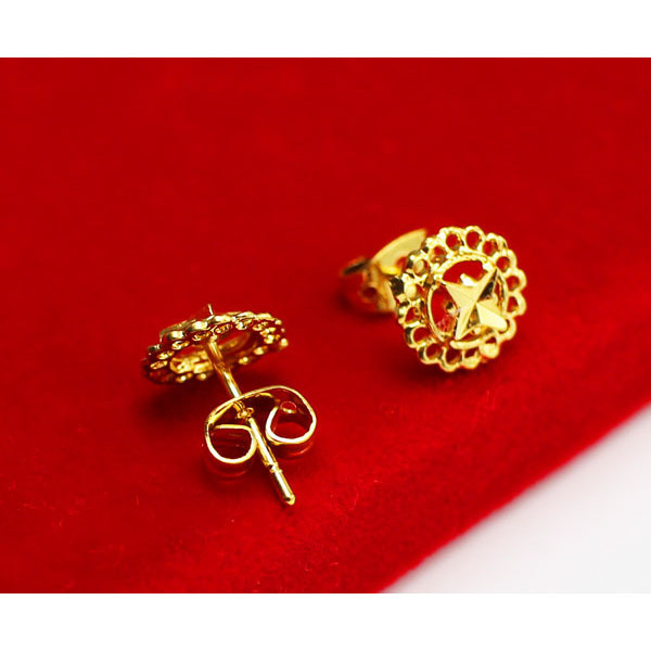 成發珠寶銀樓 純金9999 黃金耳環 純金耳釘 耳針 圓形 結婚 小飾品 999純金 鏤空款 女 溫柔 經典 特惠 免