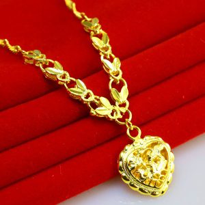 成發珠寶銀樓 純金9999 黃金項鏈 純金項鍊 女款 純金鏈子 鏤空心形 套鏈 水波紋 新娘結婚 首飾品 送禮 送朋友