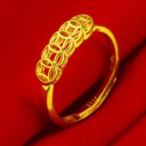 成發珠寶銀樓 純金9999 黃金戒指 9999黃金 女款 純金首飾 發財銅錢 純金飾品金子 免運 時尚 特惠 黃金99