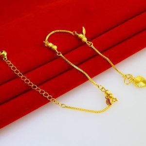 成發珠寶銀樓 純金9999 黃金腳鏈 純金腳鏈 女款 夏季 佩戴飾品 男士送情人 送同學 結婚飾品 小葉子 盒子鏈禮物