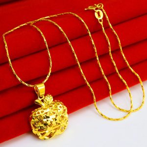 成發珠寶銀樓 純金9999 黃金項鏈 純金項鍊 滿天星 蘋果吊墜 女款 大重雙層 平安果 墜子 送禮物 結婚首飾 特惠
