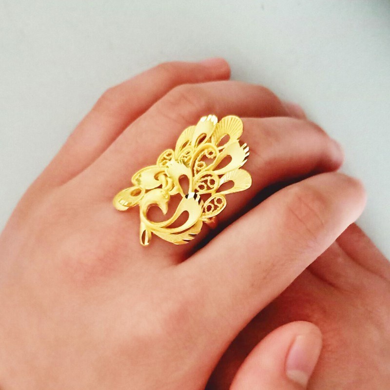 成發珠寶銀樓 純金9999 黃金戒指 9999純金 指環女款 豪華 結婚 飾品 金子 首飾 孔雀 鳳凰 免運 黃金99:圖片 3