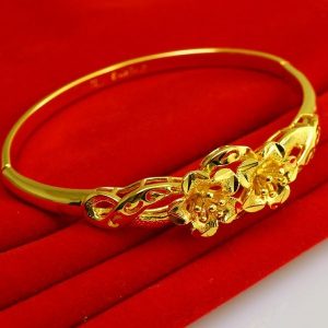 成發珠寶銀樓 純金9999 黃金 手鐲 女款 金鐲子 花朵 手環 秀氣 小 新娘 結婚 飾品 黃金9999 免運 純黃