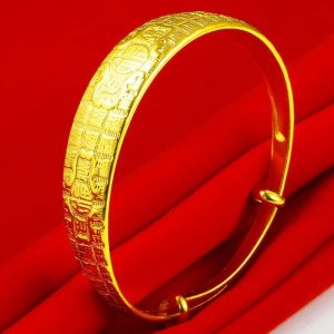 成發珠寶銀樓 純金9999 黃金手鐲 9999純金 女款 萬福字收縮口 媽媽款 純金首飾送生日禮物 免運 純黃金999