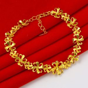 成發珠寶銀樓 純金9999 黃金手鍊 幸運四葉草 女款 花朵花開富貴 首飾 純金飾品 送朋友 結婚首飾 新娘 日常佩戴