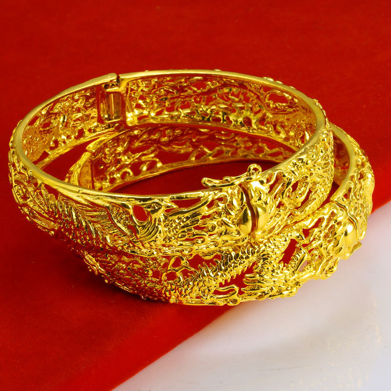 成發珠寶銀樓 純金9999 黃金手鐲 新娘結婚 首飾 龍鳳 鐲子 鏤空款 純金手鐲 女款 純金首飾品 手環 送禮物 送:圖片 3