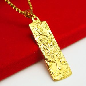 成發珠寶銀樓 純金9999 黃金項鏈 純金項鍊 吊墜 金牌 生肖屬相 龍牌 男士 女 長方形 掛件 飾品 經典款 特惠
