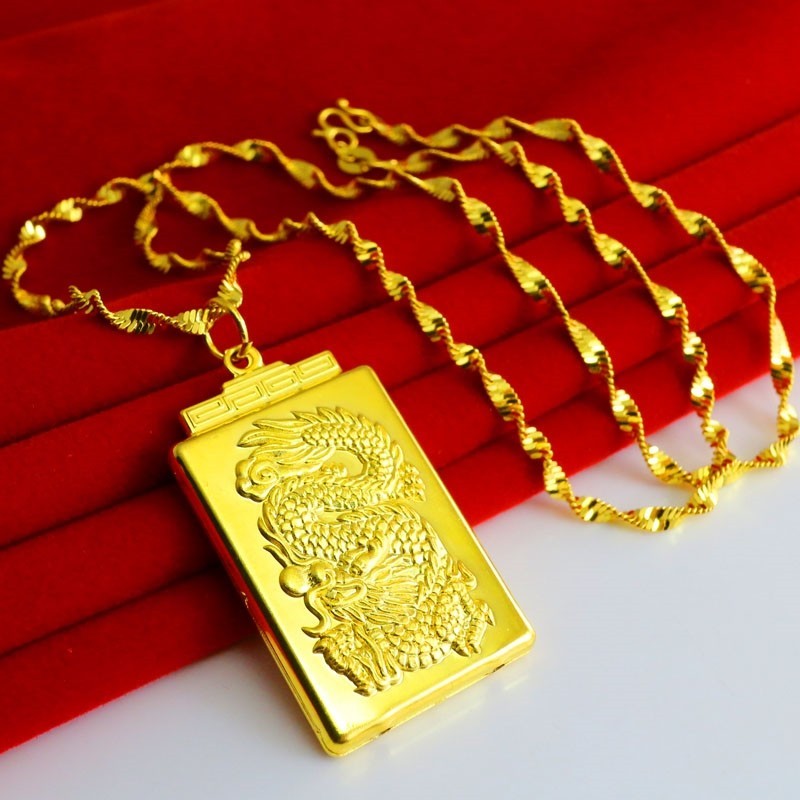 成發珠寶銀樓 純金9999 黃金項鏈 純金項鍊 龍牌吊墜 男女款 五福臨門 墜子 純金首飾 禮品 送同學 特惠 免運 禮:圖片 6