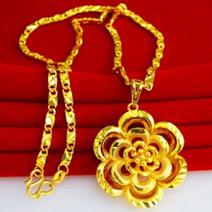 成發珠寶銀樓 純金9999 黃金項鏈 純金項鍊 女款 鏤空款 花朵吊墜 純金項鍊 墜子 純金子 送禮物 送朋友 送親人