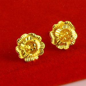 成發珠寶銀樓 純金9999 黃金耳釘 純金耳釘 男女款 純金耳環 大花朵 純金首飾 雙層 新娘結婚飾品 七夕情人節 送