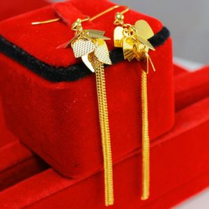 成發珠寶銀樓 純金9999 黃金耳環 純金耳環 耳線 純金耳線 耳墜 送禮 加長款 心形韓版耳飾 送朋友 送親人 特惠