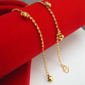 成發珠寶銀樓 純金9999 黃金腳鍊 女款 鍊子長 首飾品 心形帶鈴鐺 黃金 黃金9999 免運 特惠 純金 純黃金新