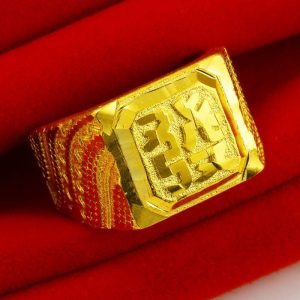 成發珠寶銀樓 純金9999 黃金戒指 9999純金 發字 方戒 男士 男戒 真金首飾 純金子 送爸爸 新款 免運 黃金
