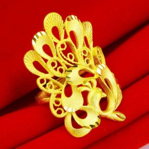 成發珠寶銀樓 純金9999 黃金戒指 9999純金 指環女款 豪華 結婚 飾品 金子 首飾 孔雀 鳳凰 免運 黃金99
