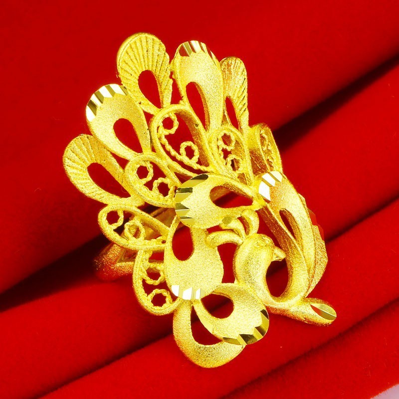 成發珠寶銀樓 純金9999 黃金戒指 9999純金 指環女款 豪華 結婚 飾品 金子 首飾 孔雀 鳳凰 免運 黃金99