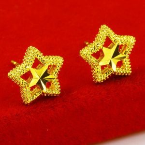 成發珠寶銀樓 純金9999 黃金耳釘 9999純金 男女款 五角星星 耳環 純金首飾 鏤空媽媽 免運 黃金9999 時