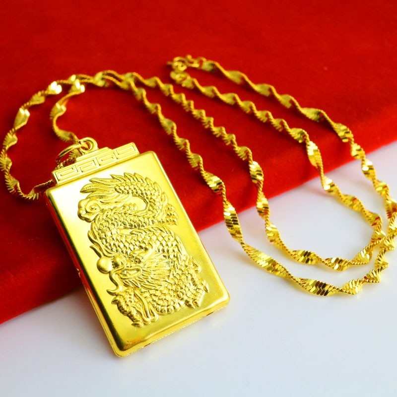 成發珠寶銀樓 純金9999 黃金項鏈 純金項鍊 龍牌吊墜 男女款 五福臨門 墜子 純金首飾 禮品 送同學 特惠 免運 禮