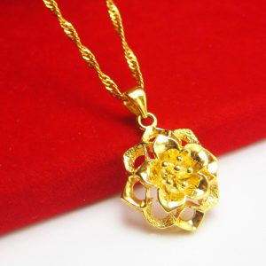 成發珠寶銀樓 純金9999 黃金項鏈 純金項鍊 吊墜 女款 純玫瑰花朵 優雅 好看 首飾品 送禮物 送媽媽 送愛人 花