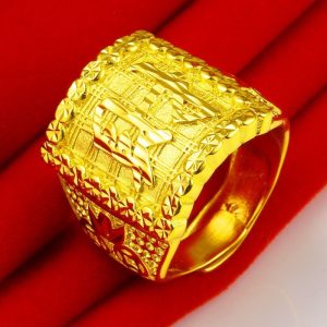 成發珠寶銀樓 純金9999 黃金戒指 9999純金 男款發財 字長方戒子 男士重寬 大純金首飾 免運 黃金 黃金999