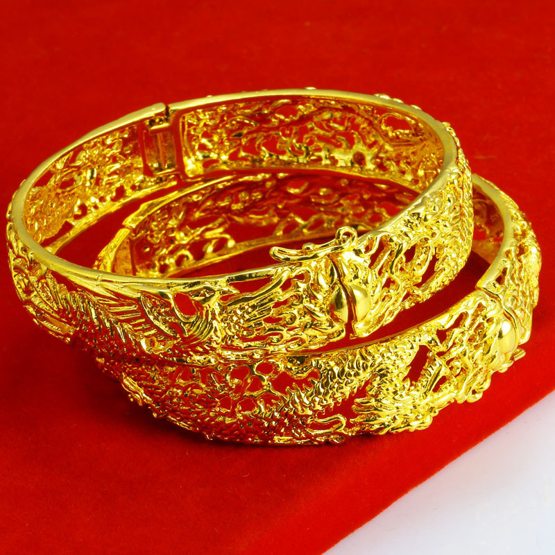 成發珠寶銀樓 純金9999 黃金手鐲 新娘結婚 首飾 龍鳳 鐲子 鏤空款 純金手鐲 女款 純金首飾品 手環 送禮物 送:圖片 4