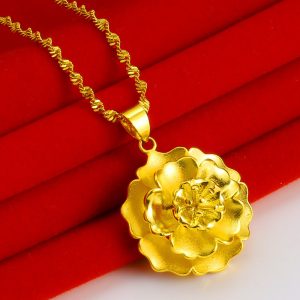 成發珠寶銀樓 純金9999 黃金項鏈 純金項鍊 女款 吊墜 花開富貴 大牡丹 純金飾品 送女友 生日禮物 結婚飾 免運